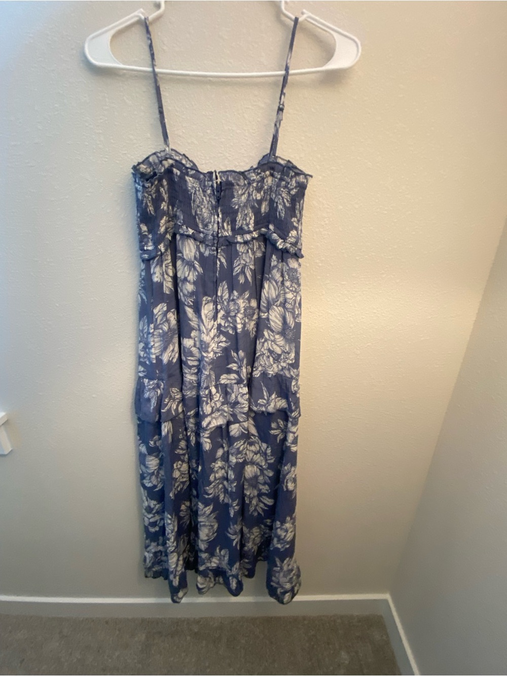 Trixxi Blue Floral Smocked Maxi Dress